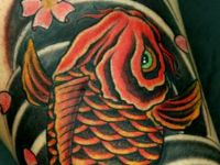 TATTOO TATUAJE CARPA KOI COLOR  ORIENTAL PIERNA TOBILLO