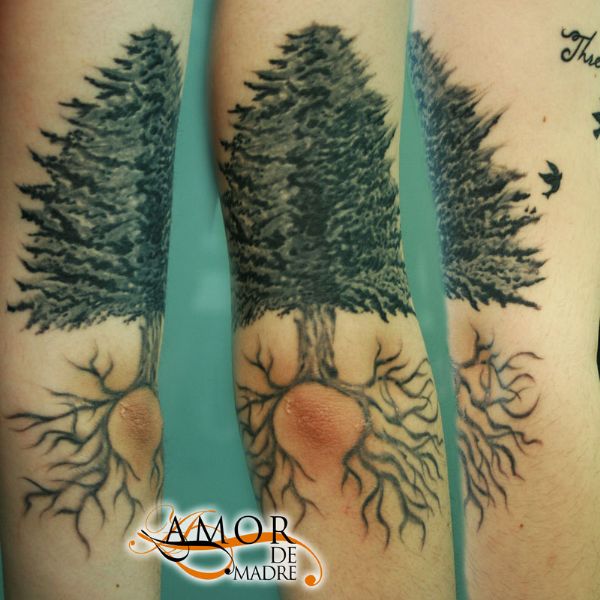 Árbol-tree-raiz-codo-tattoo-tatuaje-amor-de-madre-zamora