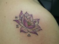 TATUAJE FLOR DE LOTO CON SIMBOLOS DEL ZODIACO