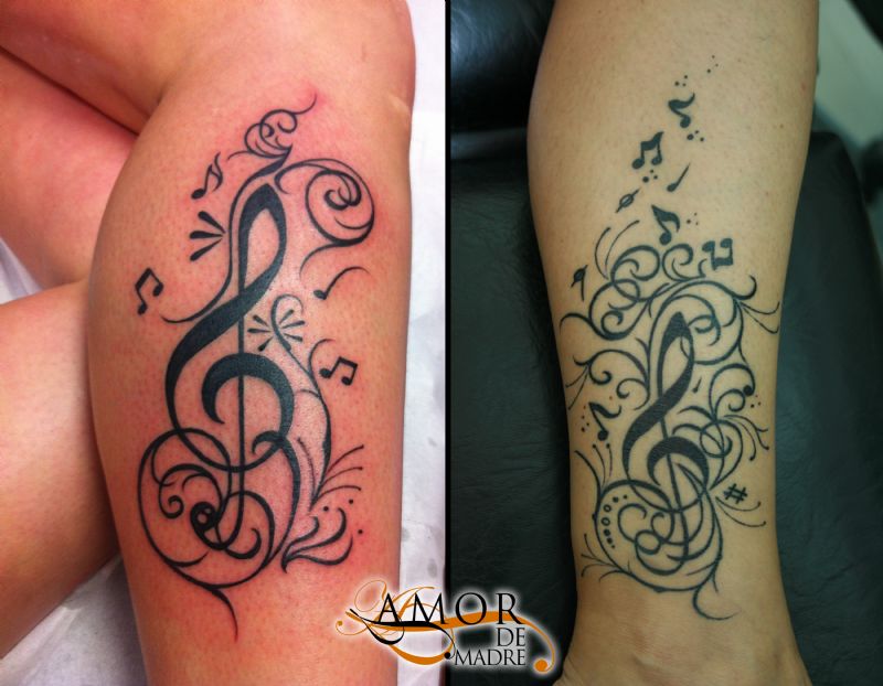 musica-music-clave-sol-tatuaje-tattoo-pierna-leg-notas-musicales-treble-clef-musical-notes-amor-de-m