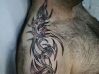 TATUAJE TRIBAL SOMBREADO EN BRAZO CUELLO